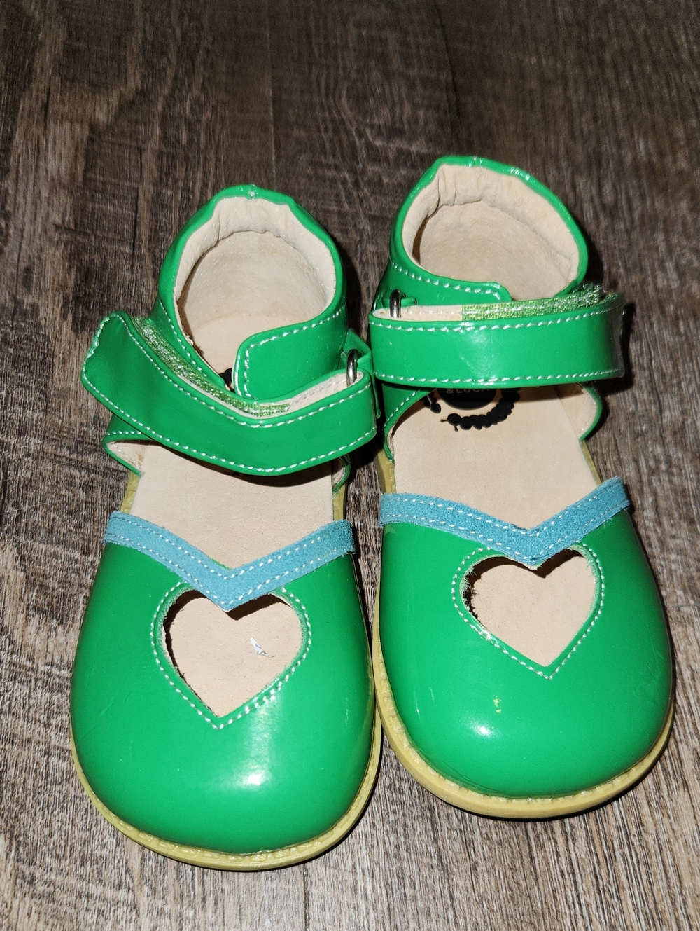Livie & Luca Green Mary Jane Shoes with Blue Accent